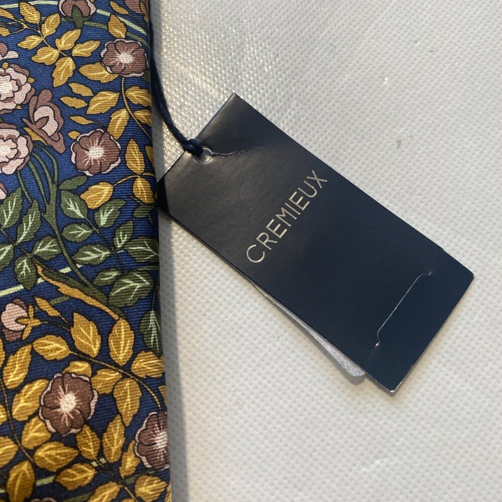 NEW Mens Italy Made Cremieux Neck Tie Silk Blue Yellow Floral MSRP $60 -A61 - Picture 3 of 7